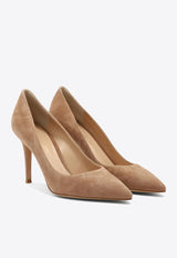 Gianvito Rossi 85 Leather Stiletto Pumps Beige