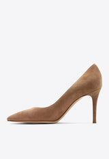Gianvito Rossi 85 Leather Stiletto Pumps Beige