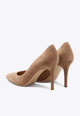 Gianvito Rossi 85 Leather Stiletto Pumps Beige