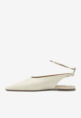 Jil Sander Leather Pointed-Toe Flats Cream J15WX0018P7588276_e9125b64-bc94-4373-8abf-fccb6ce50ef6