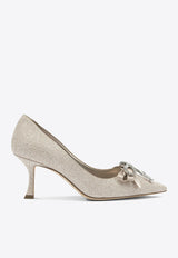 Jimmy Choo Auria 70 Bow-Embellished Pumps Silver
