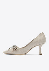 Jimmy Choo Auria 70 Bow-Embellished Pumps Silver