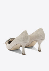 Jimmy Choo Auria 70 Bow-Embellished Pumps Silver