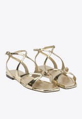 Jimmy Choo Ayla Metallic Leather Flat Sandals Gold AYLA FLATQUIGOLD_bf32ca92-d64b-4343-9f3b-d047f21c5db2