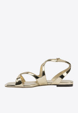 Jimmy Choo Ayla Metallic Leather Flat Sandals Gold AYLA FLATQUIGOLD_bf32ca92-d64b-4343-9f3b-d047f21c5db2