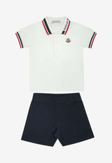 Moncler Kids Babies Logo Patch Polo T-shirt and Shorts Set White 8M00015-8496FF07_0c06eedc-4a12-44d6-b825-f4ea06878499