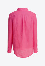 Polo Ralph Lauren Logo Embroidered Linen Shirt Fuchsia 211970730504PINK_5a57ef58-697a-46d1-a020-f9b97d95f92d