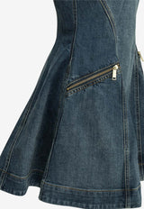 Self-Portrait Denim Flared Dress Blue SS26-813S-BLBLUE_c54583b1-67ee-46b5-a2d9-39c6a7d109c5