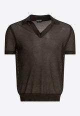 Tom Ford V-neck Mesh Polo T-shirt Dark Brown KPS040YMC046ECC_f378a63f-8b84-4f28-9717-702f4f7d5f2d