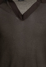 Tom Ford V-neck Mesh Polo T-shirt Dark Brown KPS040YMC046ECC_f378a63f-8b84-4f28-9717-702f4f7d5f2d
