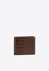Tom Ford Crocodile Print Leather Wallet Brown