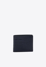 Tom Ford Crocodile Print Leather Wallet Blue