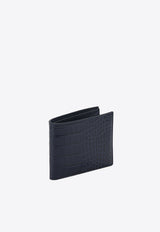 Tom Ford Crocodile Print Leather Wallet Blue