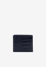 Tom Ford Crocodile Print Leather Wallet Blue
