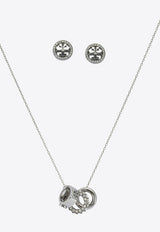 Tory Burch Icon Paved Necklace and Earrings Set Silver 177663042_00c8de9d-6a9c-48e4-a922-65bc32f6f9cb