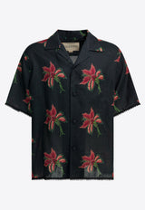 Valentino Papier Floral Print Bowling Shirt Black 8V3AAN11BA7D5Y_1ff70744-ca63-4250-83a4-cc2105773c2e