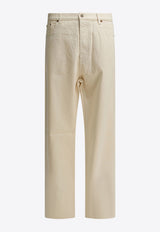 Valentino Straight-Leg Pants with Metal V Cream 8V3DE05CB9WA03_b950efee-5b4b-46ac-a6c0-af1aabedd12a