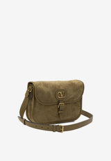 VLogo Suede Crossbody Bag