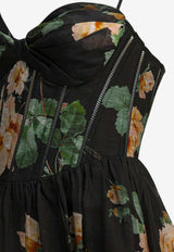 Zimmermann Luna Floral Print Midi Dress Black 8178DS261BKRO_db422b2f-45c7-41cf-851d-2e83a0559db5