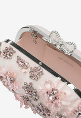 Self-Portrait Embellished Floral Satin Clutch Pink RS26-304-PPINK_c3232fd2-63b1-44a2-a02a-a1f175703299