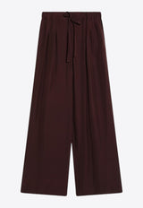 Loewe Embroidered Logo Silk Palazzo Pants Bordeaux S359Y04XH0SI/R_LOEW-7110