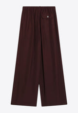 Loewe Embroidered Logo Silk Palazzo Pants Bordeaux S359Y04XH0SI/R_LOEW-7110