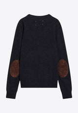 Maison Margiela Wool Sweater with Elbow Patches Blue S50HL0041M13098/R_MARGI-511M