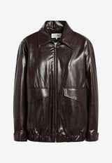 MM6 Maison Margiela Faux Leather Zip-Up Jacket Burgundy S52AM0325M35465/R_MM6-144