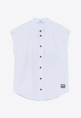 MSGM Kids Boys Slogan Print Sleeveless Shirt Sky Blue S5MSJBSI031_LIGHT BLUE