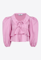 MSGM Kids Girls Poplin Ruffled Top Pink S5MSJGBL128_PINK