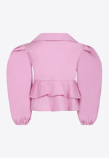 MSGM Kids Girls Poplin Ruffled Top Pink S5MSJGBL128_PINK