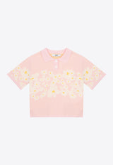 MSGM Kids Girls Floral Print Polo T-shirt Pink S5MSJGJP096_PINK