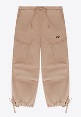 MSGM Kids Girls Logo Embroidered Cargo Pants Beige S5MSJGPA114_BEIGE