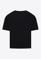 MSGM Kids Girls Floral Logo Beaded T-shirt Black S5MSJGTH105_BLACK