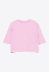 MSGM Kids Girls Flower Appliqué Logo T-shirt Pink S5MSJGTH118_PINK