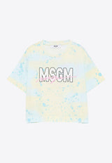 MSGM Kids Girls Paint Splatter Logo T-shirt Multicolor S5MSJGTH214_MULTI COLO