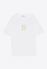 MSGM Kids Girls Logo Print T-shirt White S5MSJGTH218_WHITE
