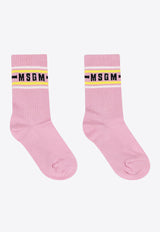 MSGM Kids Girls Logo Jacquard Socks Pink S5MSJUSO199_PINK
