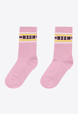 MSGM Kids Girls Logo Jacquard Socks Pink S5MSJUSO199_PINK