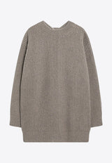 MM6 Maison Margiela Oversized Wool-Blend Ribbed Sweater Beige S62HL0042M13193/R_MM6-114
