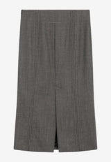 MM6 Maison Margiela Patterned Wool Midi Skirt Brown S62ME0017M35636/R_MM6-001F