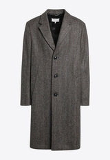 Maison Margiela Single-Breasted Herringbone Wool Coat Brown S67AA0070M35607/R_MARGI-001F