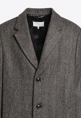 Maison Margiela Single-Breasted Herringbone Wool Coat Brown S67AA0070M35607/R_MARGI-001F