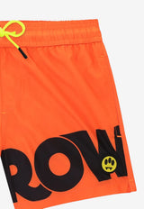 Barrow Kids Boys Maxi Logo Print Swim Shorts Orange S6BKJBSS218_ORANGE