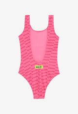 Barrow Kids Girls Teddy Bear Logo One-Piece Swimsuit Fuchsia S6BKJGSM236_FUCHSIA
