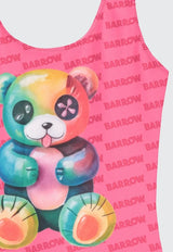 Barrow Kids Girls Teddy Bear Logo One-Piece Swimsuit Fuchsia S6BKJGSM236_FUCHSIA