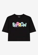 Barrow Kids Girls Sequined Logo T-shirt Black S6BKJGTH132_BLACK