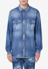 Dsquared2 Long-Sleeved Denim Shirt Blue S74DM0904S30341/Q_DSQUA-470
