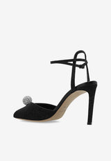 Jimmy Choo Sacora 85 Glittered Sandals with Crystal Sphere Black SACORA 85 EDK BLACK/CRYSTAL