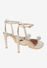 Jimmy Choo Sacora 85 Glittered Sandals with Crystal Sphere Gold SACORA 85 EDK LIGHT SOFT GOLD/CRYSTAL